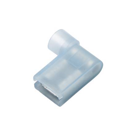 Blue 90 degree Clear Nylon-Insulated, Female Flag Solderless Crimp Terminal 622250 .25" or 1/4" Wide Pumptec 30754